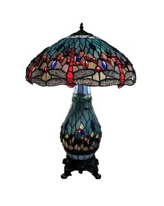 Warehouse of Tiffany Tiffany-style Dragonfly Lamp with Lighted Base