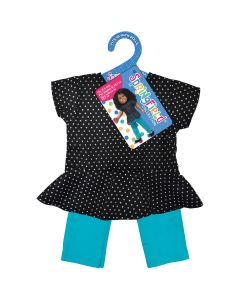 Fibre Craft Springfield Collection Peplum Top & Pants-Black Polka Dots & Teal