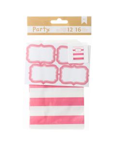 American Crafts DIY Party Treat Bags & Labels-Pink & White
