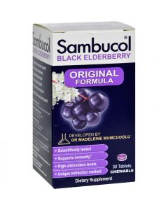 Sambucol Black Elderberry Immune System Support - Original Formula - 30 Chewable Tablets