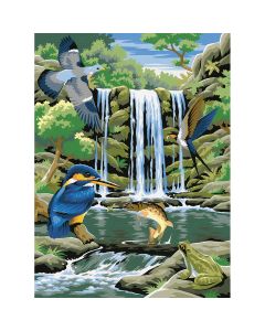Reeves Paint By Number Kit 9"X12"-Waterfall