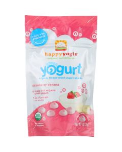 HappyYogis Yogurt Snacks - Organic - Freeze-Dried - Greek - Babies and Toddlers - Strawberry Banana - 1 oz - case of 8