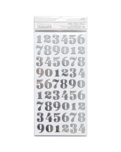 American Crafts DIY Shop 3 Thickers Number Stickers 5.5"X11" Sheets 2/Pkg-Silver Foiled Chipboard
