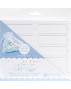 Darice Victoria Lynn Print Your Own Gift Tags 1"X3.125" 80/Pkg-White Rectangle W/Pearl Accent