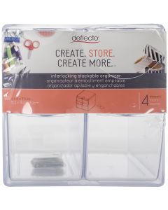 DEFLECTO Stackable 4 Drawer Cube Storage Organizer-6"X6"X7.2" Clear