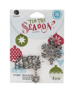Cousin Tis The Season Accents-Silver Happy Holidays 2/Pkg