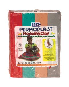 AMACO NEW! Permoplast Clay 1lb-Red, Green, Brown & Gray