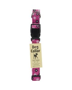 Cape Hobbycraft Large Pink Flower Dog Collar W/Welded D-Ring Buckle-Neck Size 18"X26", 1" Width