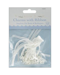 Darice Ribbon Charms 12/Pkg-Silver Double Heart