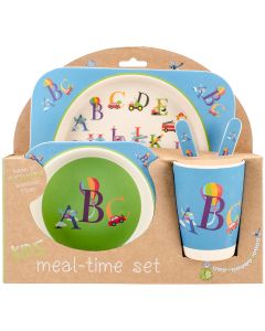 Mon Petit Chou Bamboo Fiber Kids Plate Set-Alphabet