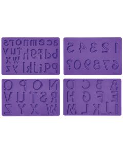 Wilton Fondant & Gum Paste Silicone Molds 5"X7.75" 4/Pkg-Letters & Numbers