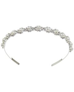 Darice Victoria Lynn Tiara Headband-Silver W/Pearls & Rhinestones