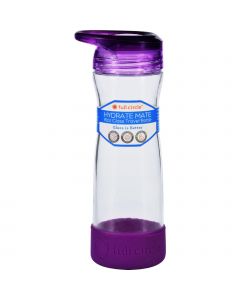 Full Circle Home Water Bottle - Travel - Glass - Hydrate Mate - Elderberry - 16 oz