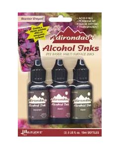 Ranger Tim Holtz Alcohol Ink .5oz 3/Pkg-Mountain Vineyard-Espresso/Raisin/Pesto