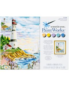 Dimensions Paint Works Paint By Number Kit 14"X11"-Lighthouse At Sunrise