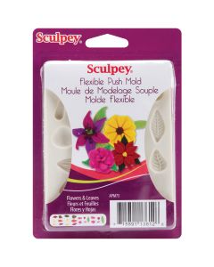 Polyform Sculpey Flexible Push Mold-Flowers & Leaves