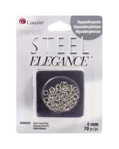 Cousin Stainless Steel Elegance Beads & Findings-4mm Open Jump Rings 70/Pkg