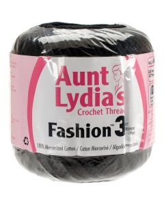 Coats Crochet Aunt Lydia's Fashion Crochet Thread Size 3-Black