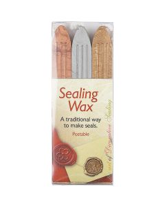 Manuscript Pen Traditional Sealing Wax Sticks W/Wicks 3/Pkg-Gold, Silver & Bronze