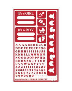Armour Products NEW! Over 'N' Over Reusable Stencils 5"X8"-It's A Boy/Girl