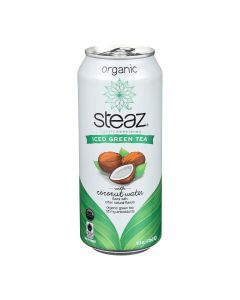 Steaz Lightly Sweetened Green Tea - Coconut Water - Case of 12 - 16 Fl oz.