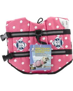 Fido Pet Products Paws Aboard Doggy Life Jacket Small-Pink Polka Dot