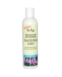 Reviva Labs Hand and Body Lotion Alpha Lipoic Acid Olive Oil and DMAE - 8 fl oz