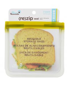 Blue Avocado Lunch Bag - Re-Zip Seal - Green - 2 Pack