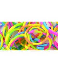 Midwest Design Loom Bands 500/Pkg W/25 Clasps-Striped Neon