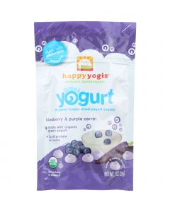 HappyYogis Yogurt Snacks - Organic - Freeze-Dried - Greek - Babies and Toddlers - Blueberry and Purple Carrot - 1 oz - case of 8