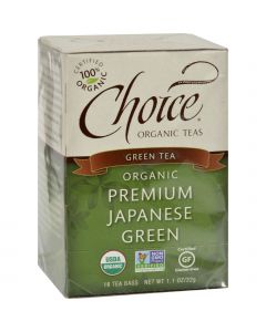Choice Organic Teas Premium Japanese Green Tea - 16 Tea Bags - Case of 6