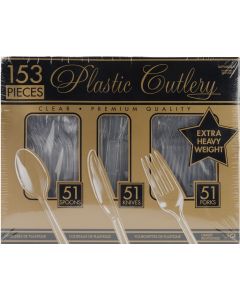 Amscan Extra Heavy Weight Plastic Cutlery 153/Pkg-Clear