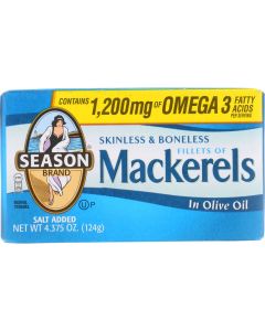 Season Brand Mackerels - Fillets - in Olive Oil - 4.375 oz - case of 12