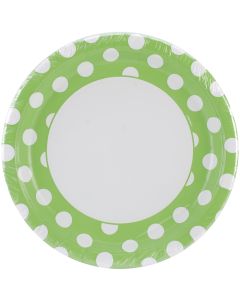 Unique Industries Dinner Plates 9" 8/Pkg-Lime Green Decorative Dots