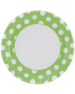 Unique Industries Dinner Plates 9" 8/Pkg-Lime Green Decorative Dots