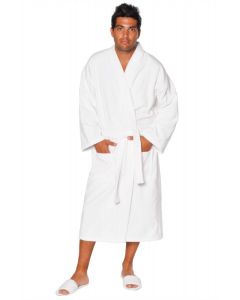 Bare Cotton 100% Turkish Cotton Adult Terry Velour Kimono Robe - White - Adult - One Size - Adult Terry Velour Kimono Robe - White - One Size