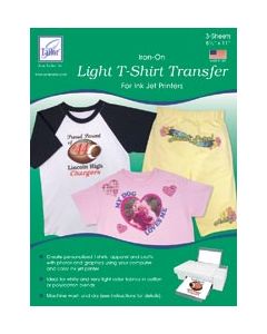 June Tailor Light T-Shirt Iron-On Ink Jet Transfer Sheets 8.5"X11" 3/Pkg-