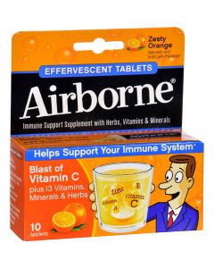 Airborne Effervescent Tablets with Vitamin C - Zesty Orange - 10 Tablets