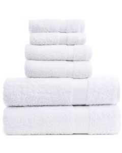 Bare Cotton Luxury Hotel & Spa Towel 100% Genuine Turkish Cotton 6 Piece Towel Set -White- Bamboo