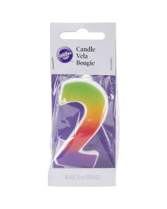 Wilton Rainbow Numeral Candle 3" 1/Pkg-#2