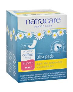 Natracare Natural Ultra Pads Super Plus w/organic cotton cover -  12 Pack