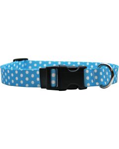 Yellow Dog Design Yellow Dog Collar Medium 14"-20"-New Blue Polka Dot