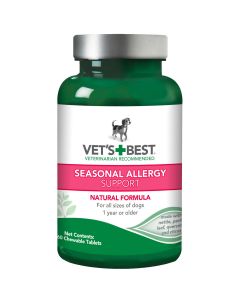 Vet's Best Dog Seasonal Allergy Support Supplement 60 Tablet Green 2.5" x 2.5" x 4.94"