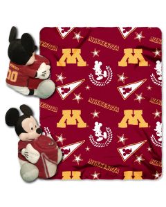 The Northwest Company Minnesota College-Disney 40x50 Fleece Throw w/ 14" Plush Mickey Hugger