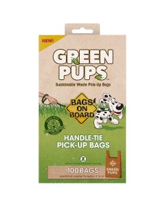Bags on Board Green-Ups Waste Pick-Up Hand Tie Bags 100 count Brown