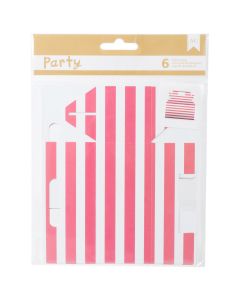 American Crafts DIY Party Bakery Treat Boxes 3.5"X4"X1.75" 6/Pkg-Pink & White