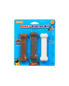 Nylabone Puppy Chew Toy Starter Kit Brown / White 4.5" x 1.5" x 1.5"