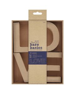 docrafts Papermania Bare Basics Kraft Chipboard 4" 3D Letters 4/Pkg-LOVE