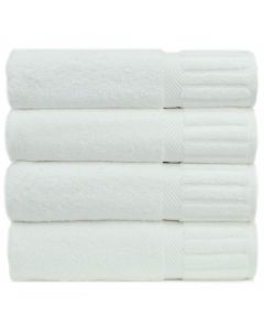 Bare Cotton Luxury Hotel & Spa Towel 100% Genuine Turkish Cotton Bath Towels - White - Piano  - Set of 4