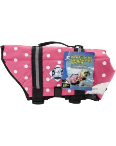 Fido Pet Products Paws Aboard Doggy Life Jacket Medium-Pink Polka Dot